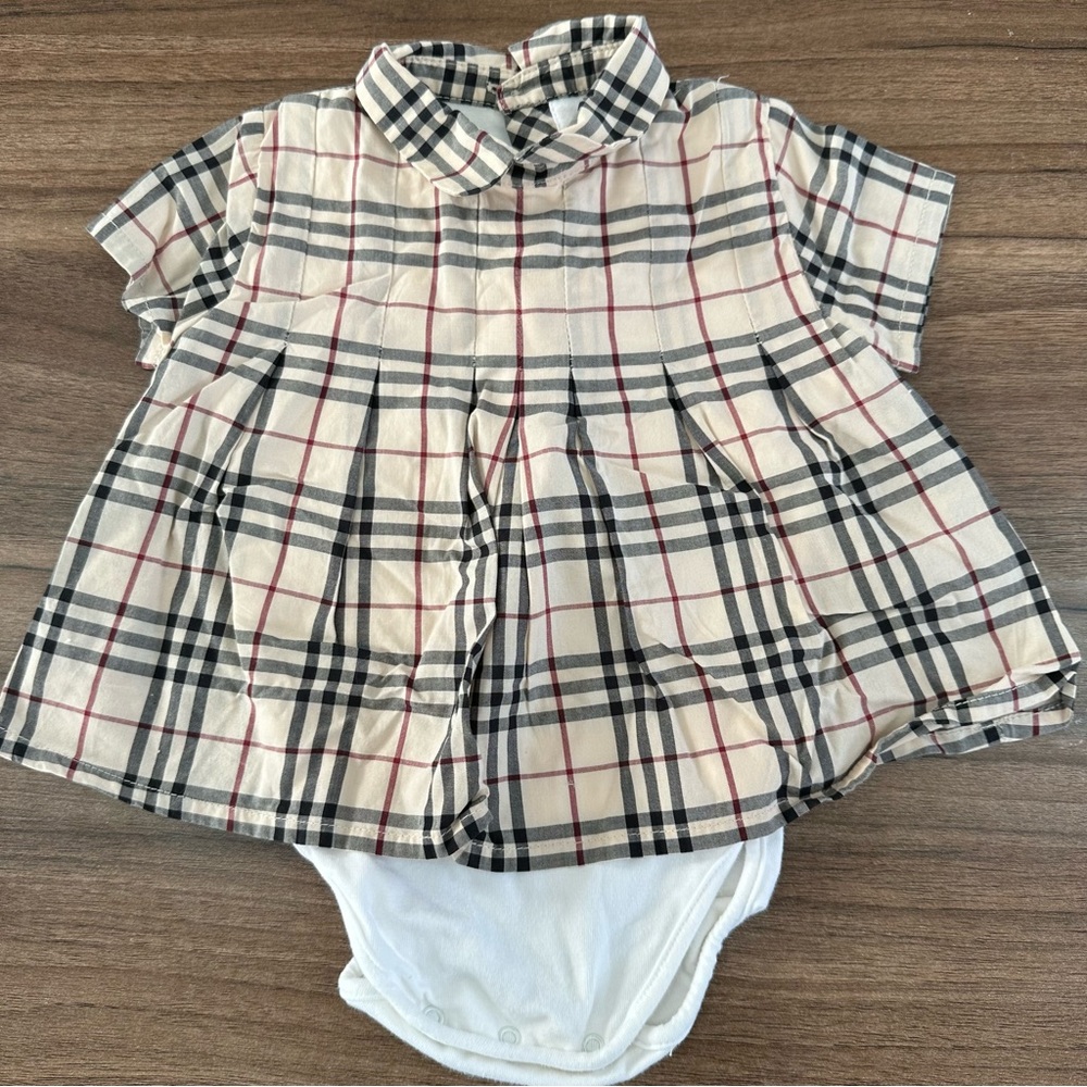 LIKE NEW Burberry Beige and Black Check Baby Dress